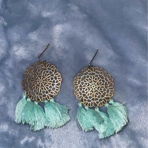 Gold and turquoise nice cute boho earrings